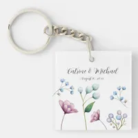 Elegant Floral Wedding Soft Botanical Romance Keychain