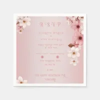 Elegant Floral Blossom Wedding Invitation Design Napkins