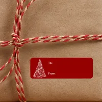 White Christmas Tree on Red Gift Tag