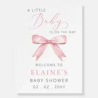 Pink Bow Girl Baby Shower Welcome Sign