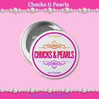 Chucks & Pearls Pink Vote Kamala Button