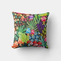 Colorful and Bright Enchanted Woodland Forest Throw Pillow