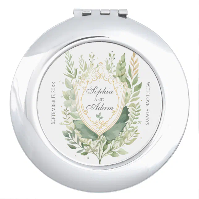 Rustic Greenery Shield Wedding Customize  Compact Mirror
