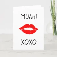 Happy Valentine's Day Card Red Lips Kiss Muah