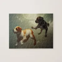 Puppies Running In Space Jigsaw Puzzle