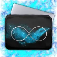 Minimalist Silver Infinity Sign and Teal Glow | Laptop Sleeve