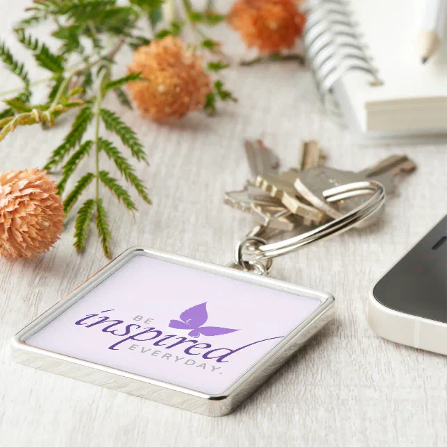 Be Inspired Everyday Purple Butterfly Keychain