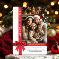 Christmas Gift Wrap Ribbon Family Photo Foil Holiday Card