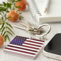 Modern Embossed American Flag Keychain