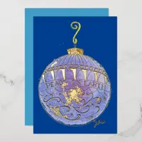 Holiday Card - Blue and Gold Tree Ornament