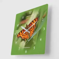 Beautiful Orange Satyr Comma Butterfly Square Wall Clock