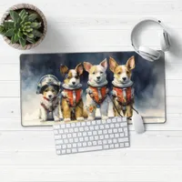 Cute Astronaut Dogs in Spacesuits Desk Mat