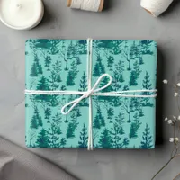 Bold Green Winter Forest Watercolor Wrapping Paper Sheets