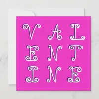 Curly Text Pink Modern Chic Stylish Valentines Day Holiday Card