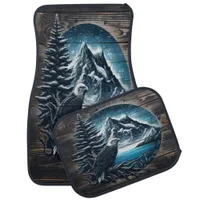 Majestic Eagle Perched Beside Tranquil Lake Car Floor Mat