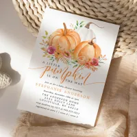 Little Pumpkin On The Way Fall Floral Baby Shower Invitation