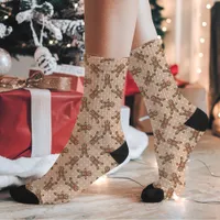 Brown Gingerbread Man Polka Dot Christmas Socks