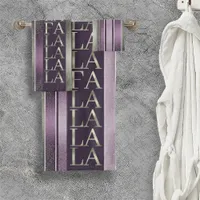 Purple Green  Christmas Fa La La Pattern#27 ID1009 Bath Towel Set