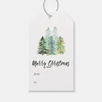 Watercolor Pine Trees Christmas Gift Tags