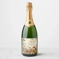 Personalized Cottage Core Wedding  Sparkling Wine Label