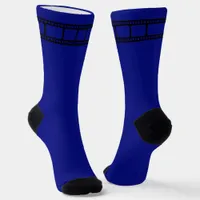 Movie Film Reel Black and Blue Socks