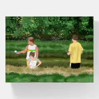 Kids Fishing at the Local Pond Paperweight