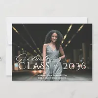 White Script Photo Graduation Announcement