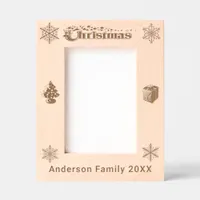 Christmas Custom Family Name Tree Snowflakes 5x7 Etched Frames