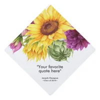 Sunflower Floral personalized Graduation Graduatio Graduation Cap Topper