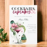 Cocktails & Cupcakes Modern Bridal Shower Invitation