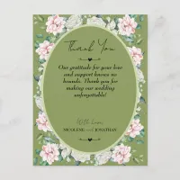 Elegant Floral Embrace Wedding Thank You Postcard