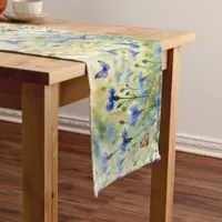 Watercolor Blue Floral Cornflower Germany | Medium Table Runner