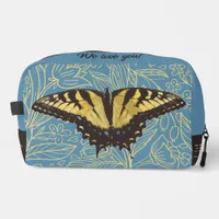 Yellow Butterfly Blue Custom Toiletry Bag