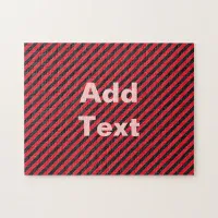 Thin Black and Red Diagonal Stripes Jigsaw Puzzle