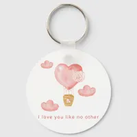 Hearts Hot Air Balloon Valentine Personalized  Keychain