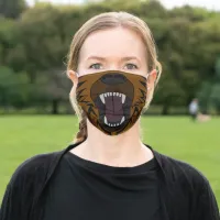 Funny Growling Bear Face Cartoon, ZKOA, Protection Adult Cloth Face Mask