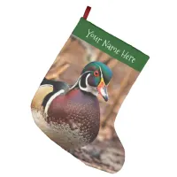 Beautiful Male Wood Duck in the Woods Large Christmas Stocking