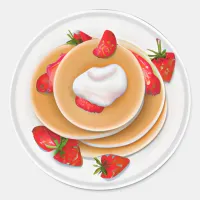 Strawberry Pancakes with Syrup Food Classic Round Sticker