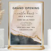 Chic Pink & Gold Watercolor Salon Grand Opening Flyer