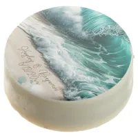 Turquoise Ocean Waves Personalized Wedding Chocolate Covered Oreo