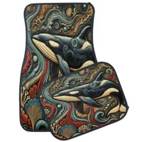 Underwater Grace: Whales and Waves Car Floor Mat