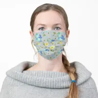 Yellow Buttercups and Blue Iris Floral Adult Cloth Face Mask