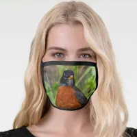 A Curious American Robin in the Long Grass Face Mask