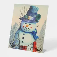 Watercolor Snowman Pedestal Sign