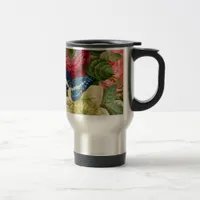 Vintage Flower Bouquet with Butterflies Travel Mug