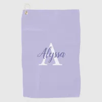 Purple Lavender Monogram Script Golf Towel