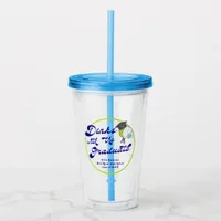 Dinks with Graduate Green Pickleball Graduation Acrylic Tumbler