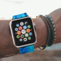 Abstract, modern, turquoise mosaic apple watch band