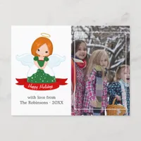 Cute Angel Family Happy Holidays Photo Holiday Postcard