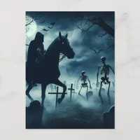 Spooky Horse Man in the Cemetary Halloween Postcard